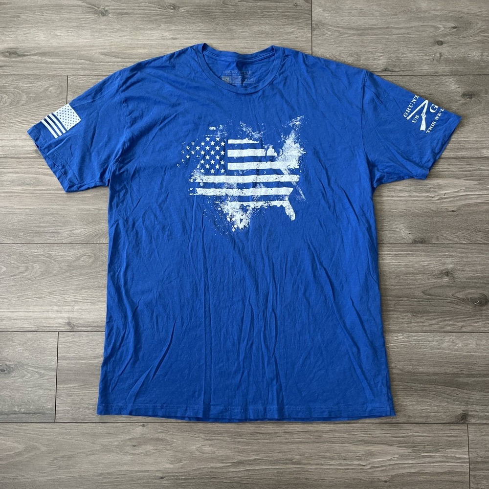 Grunt Style Mens 3XL T Shirt Blue American Flag USA Graphic